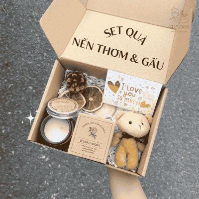 Bộ Set quà tặng Nến thơm và Gấu bông dành cho nam nữ ý nghĩa, quà sinh nhật, tốt nghiệp